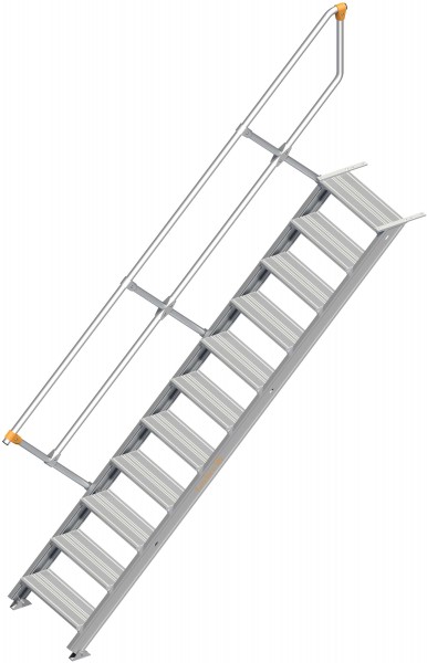 Layher Treppe Aufstieg aus Aluminium 45° mit Handlauf / Geländer bis 3,80m Höhe